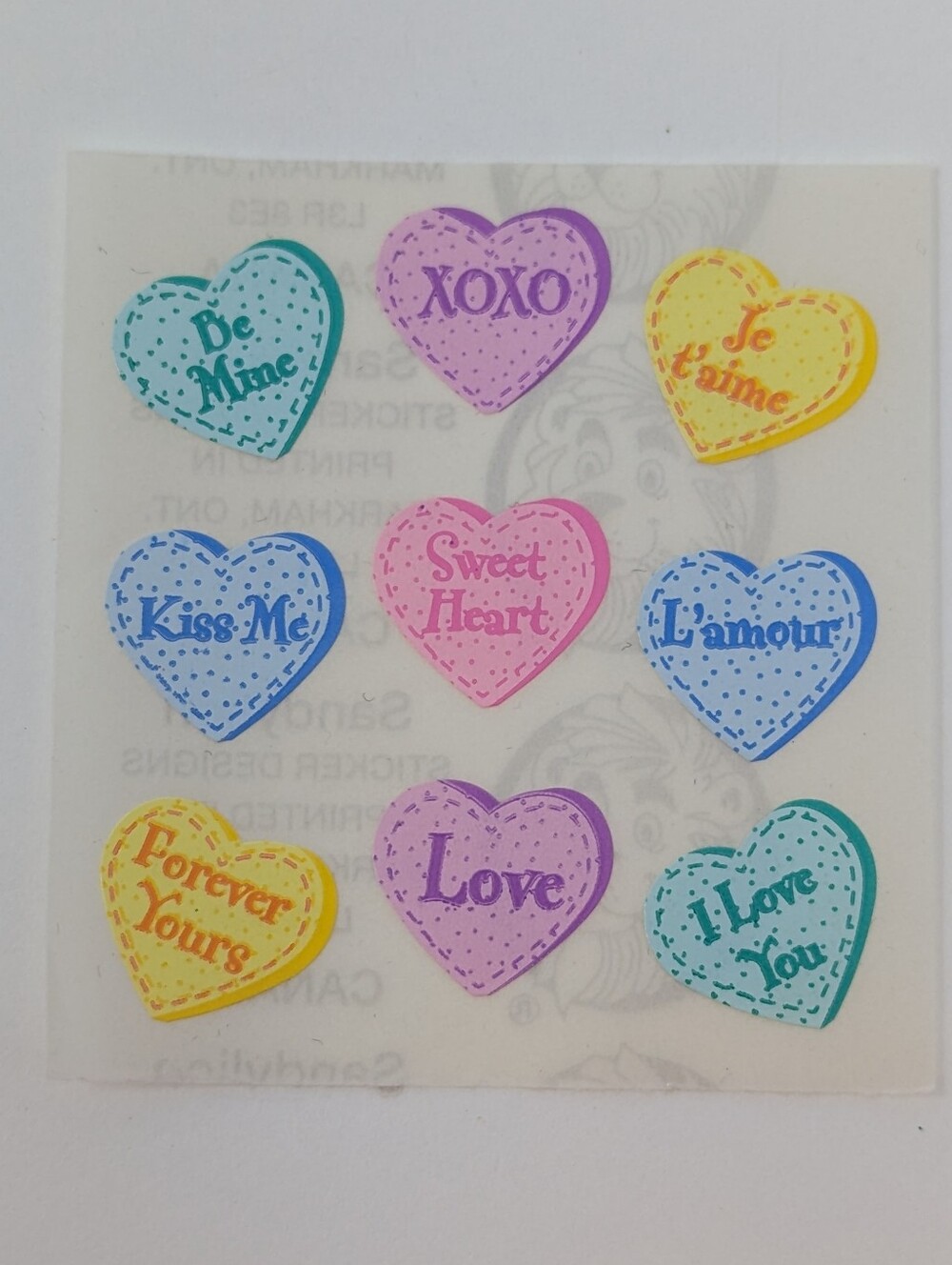 Sandylion Stickers Conversation Heart Candy Vintage